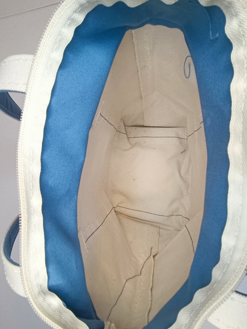 L.L.Bean Boat and Tote Zip-Top Medium Canvas Bag Regatta Blue Long Handles CBK - Picture 8 of 15